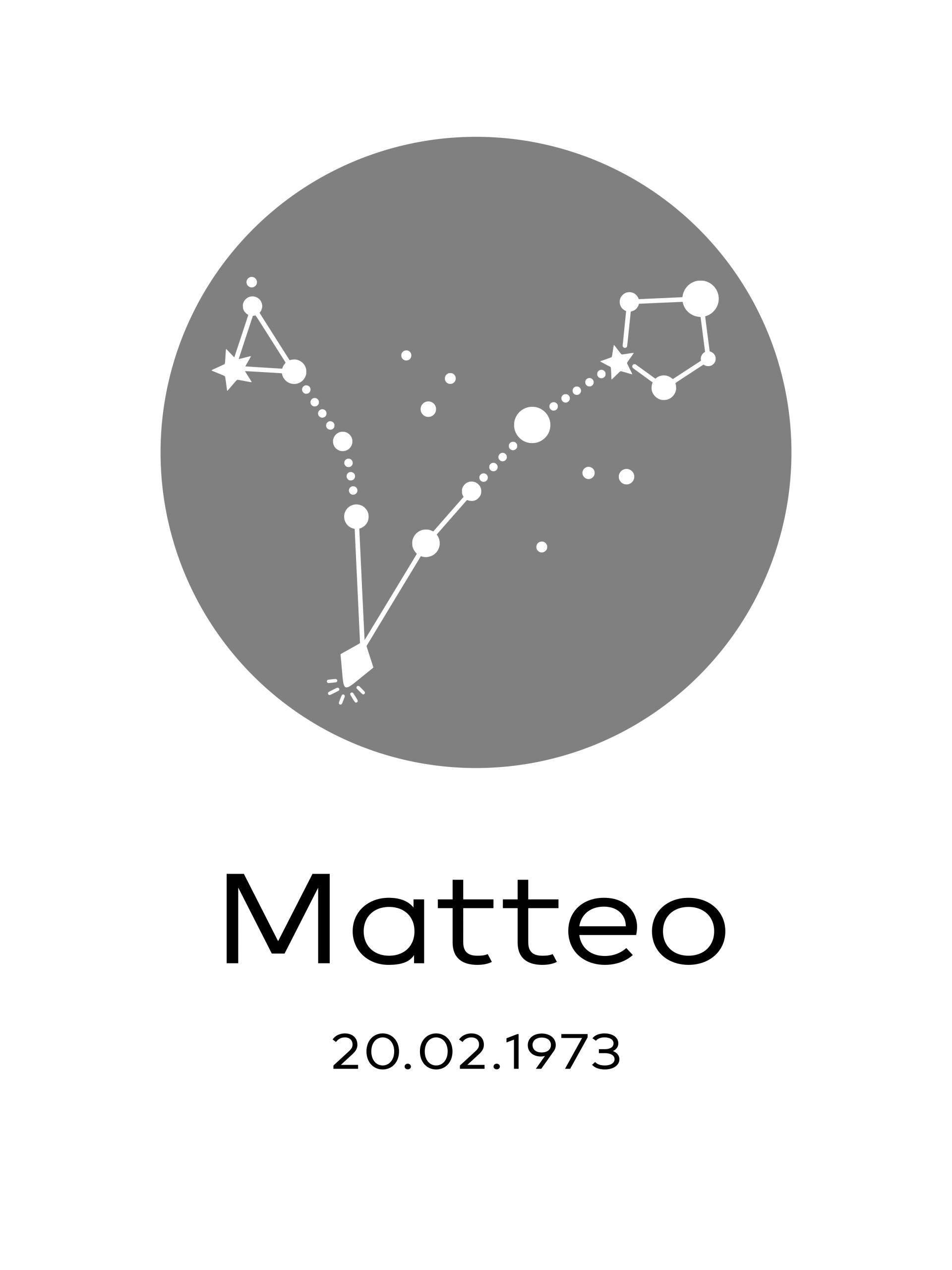 Personalisiertes Sternzeichen-Poster Fische (Pisces) mit Name Matteo und Geburtsdatum