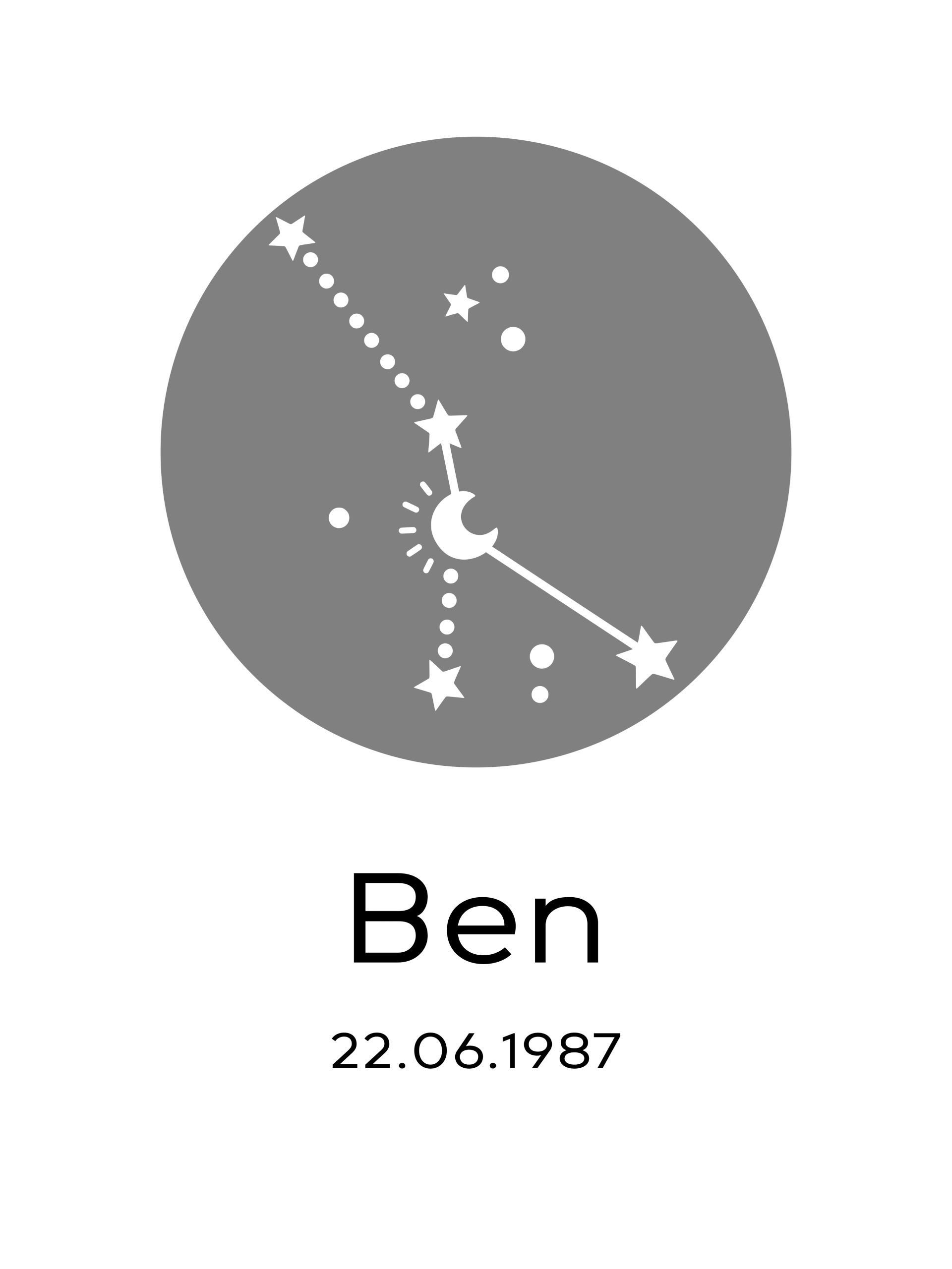 Personalisiertes Sternzeichen-Poster Krebs (Cancer) mit Name Ben und Geburtsdatum